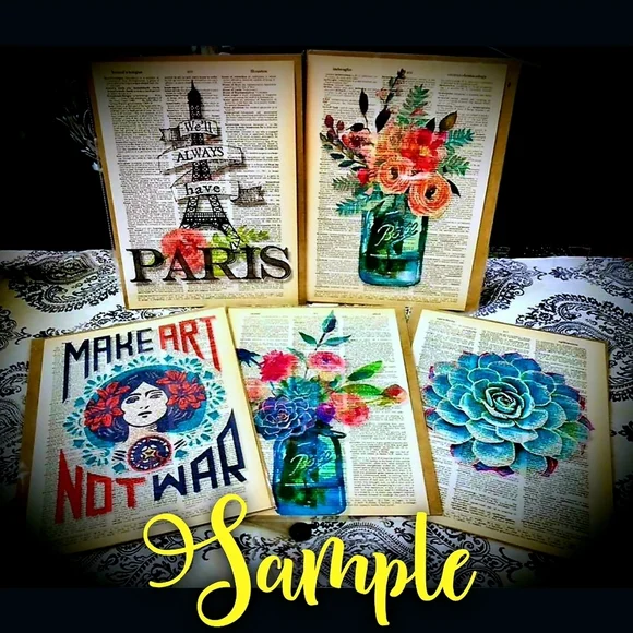 Perfume Watercolor Elegant Colorful Bright Bathroom Bedroom Dictionary Art Print - Picture 3 of 5